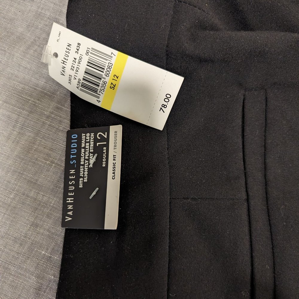New With Tags!!  Van Heusen Black Dress Pants, Size 12